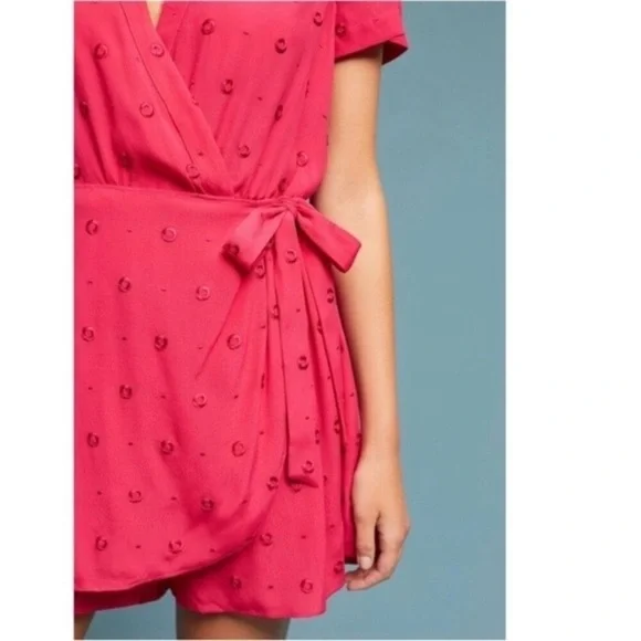 Anthropologie Ett:Twa Greenbrier Embroidered Romper in Pink Magenta
